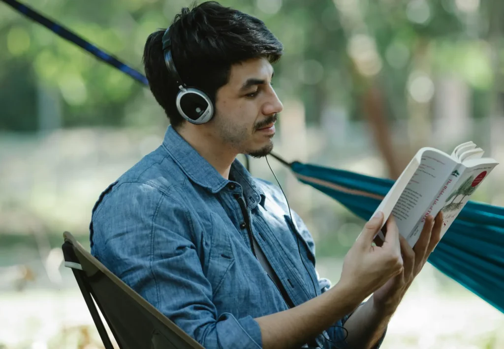 Reader listening to an audiobook